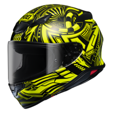 SHOEI NXR2 < BEAUT TC-3 TC3 HALF THE HELMET IS BLACK AND OTHER HALF BLACK FLURO YELLOW PATTERN > MOTORCYCLE ROAD RACE HELMET